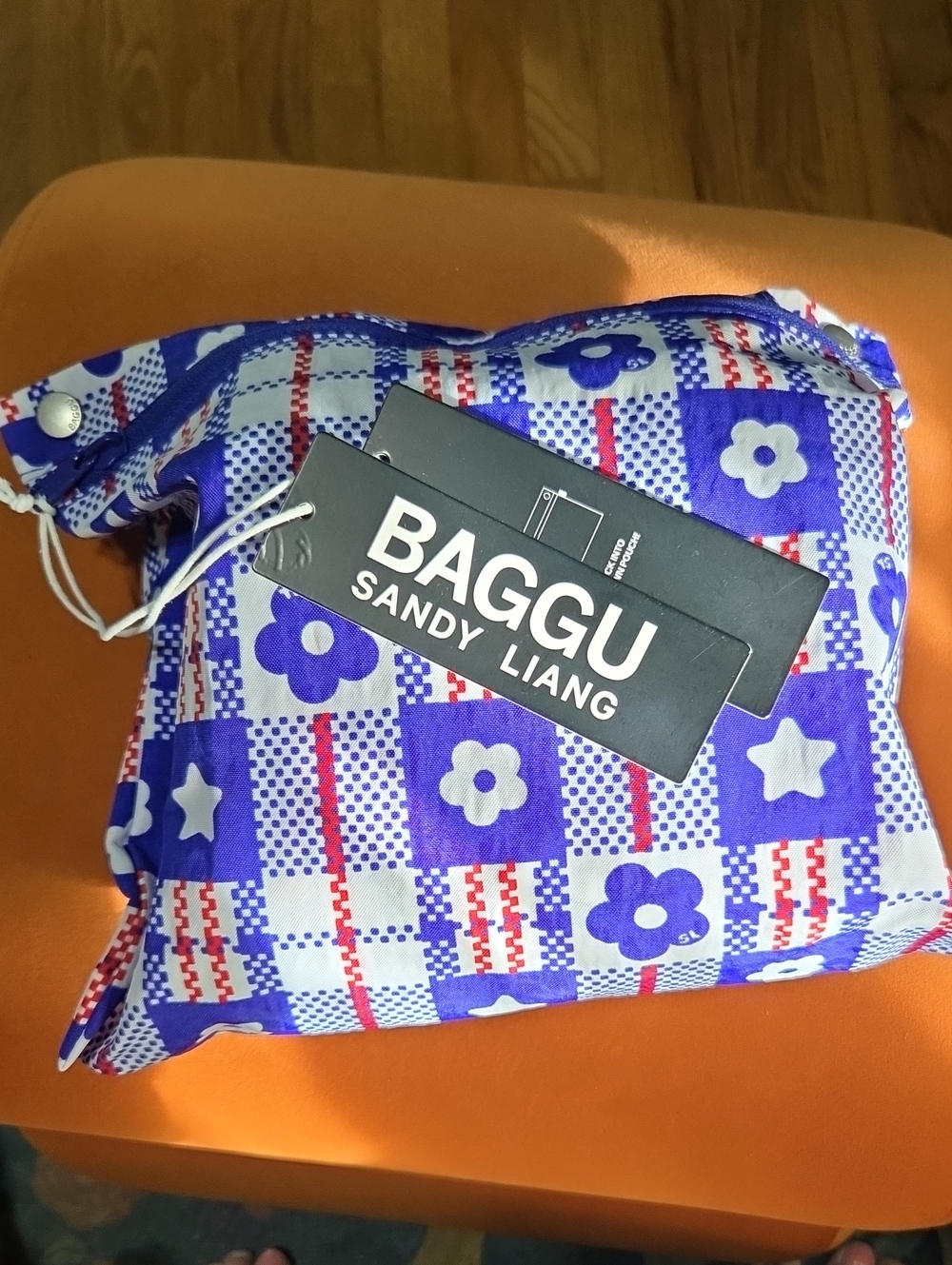 BAGGU X Sandy Liang Cloud Carry-On - Market Plaid Blue NWT - Picture 2 of 4